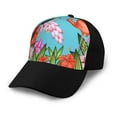 thumbnail image 1 of Naloa Tropical Jungle Flamingo Adult adjustable Print Baseball Hat, Patchwork curved brim baseball capfor Men and Women, One Size, 1 of 5