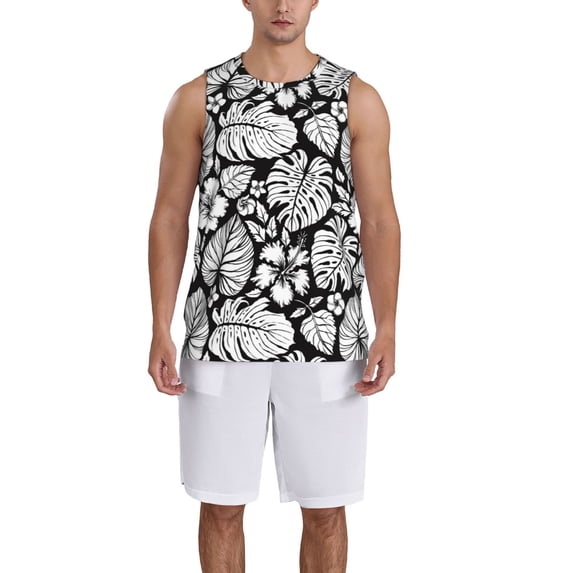 Naloa Tropical Leaves Basketball Jersey Reversible Men's Mesh Athletic Sports Shirts Training Practice S-4XLXX-Large