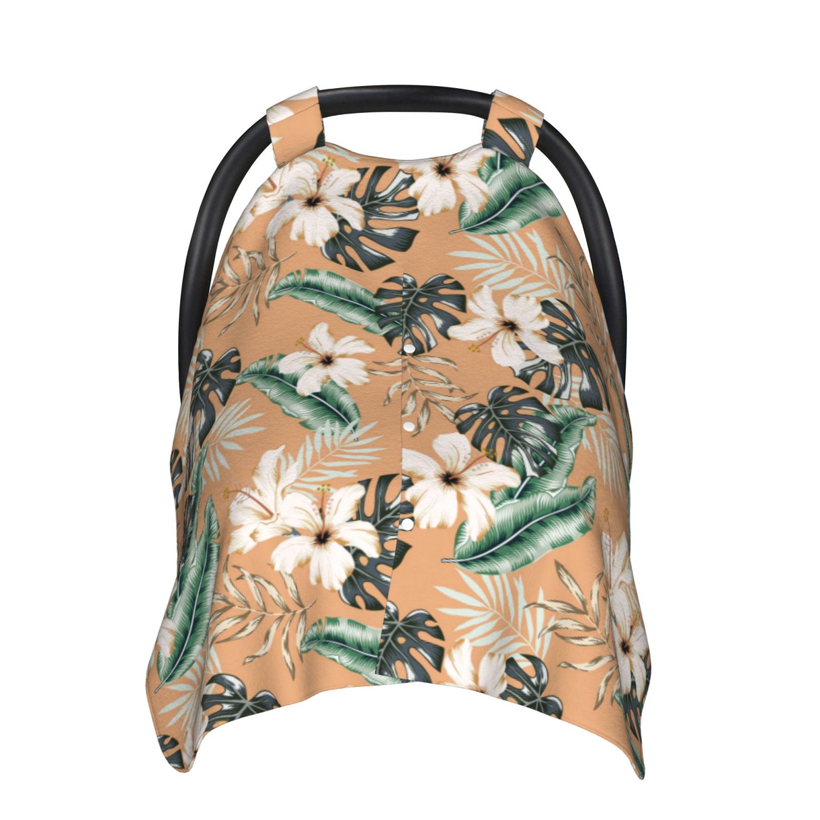 Naloa Tropical Leaves Flower Baby Car Seat Cover, Breathable Baby Carrier Cover, Multiuse Baby Carrier Cover & Nursing Breastfeeding Cover