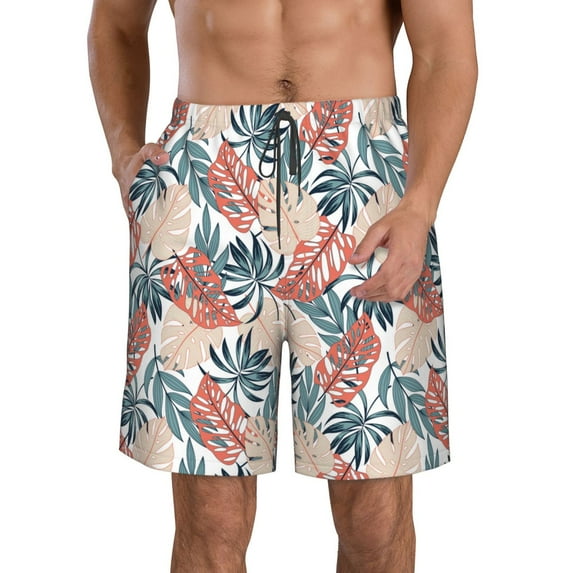 Naloa Tropical Leaves Men's Beach Shorts, Surfing shorts, Swim trunks, Quick Dry Swim Trunks for Surfing Beach Fun - XX-Large
