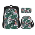 thumbnail image 1 of Naloa Tropical Leaves Print Large Capacity Backpack Lunch Bag Pencil Case Combination 3 Piece Set for Student, 1 of 8
