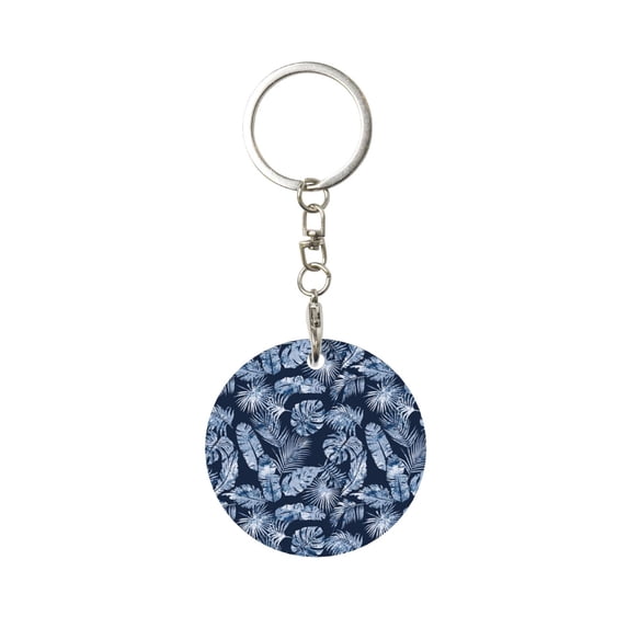 Naloa Tropical Leaves Print Round Keychain Keychain Key Ring, Key Tag, Key Chain Bulk for Gift Accessories (Round)