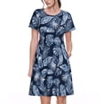 thumbnail image 1 of Naloa Tropical Leaves Print Womens Summer A-Line Dress with Pockets,Short Sleeve Dresses,Flowy Beach Swing Dress for Vacation Travel, 1 of 6