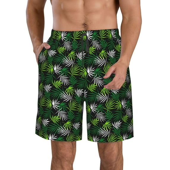 Naloa Tropical Leaves1 Men's Beach Shorts, Surfing shorts, Swim trunks, Quick Dry Swim Trunks for Surfing Beach Fun - X-Large