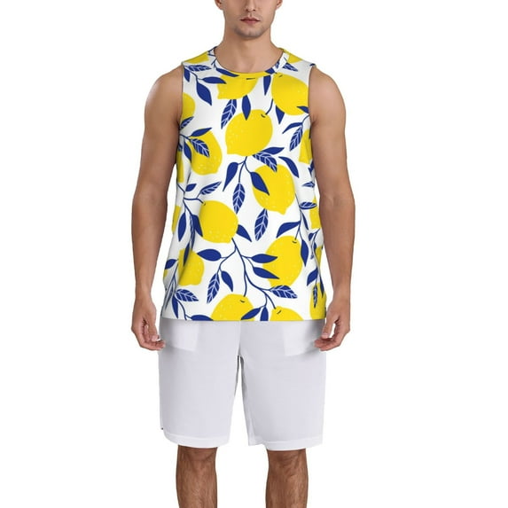 Naloa Tropical Lemon Basketball Jersey Reversible Men's Mesh Athletic Sports Shirts Training Practice S-4XLXX-Large