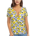 thumbnail image 1 of Naloa Tropical Lemon Print T-Shirts Short Sleeve V Neck Tees for Women Fashion Tops Trendy Lightweight Soft Casual Summer Outfits Clothes, 1 of 5