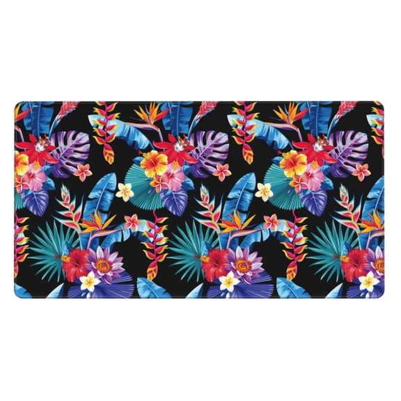 Naloa Tropical Palm Leaves Gaming Mouse Pad Large Mouse Mat Long Extended Desk Pad Non-Slip Rubber Mice Pads Stitched Edges Thin Pad (16x29.5 Inch)