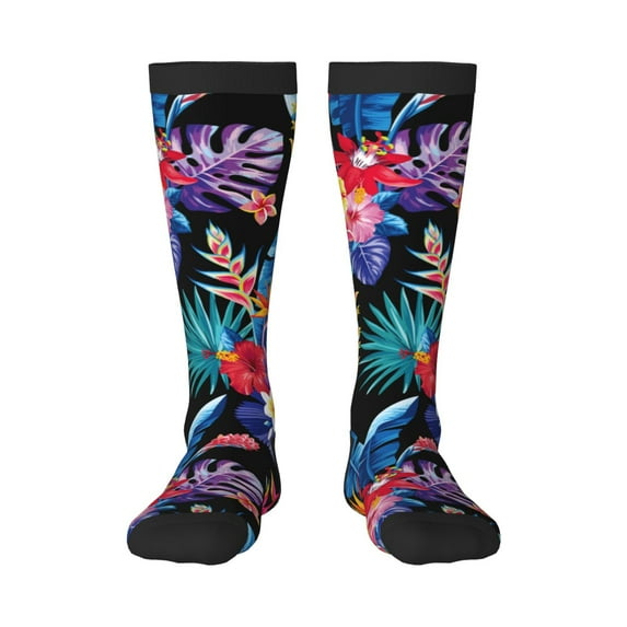 Naloa Tropical Palm Leaves Thigh High Socks Extra Long Stretchy Sock Women Over Knee High Opaque Stocking Daily Wear
