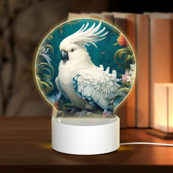 Naloa Tropical Parrot Floral Artwork Acrylic LED Night Light Custom LED Lights Personalized Nightlight Customized Gifts for Family Couples Friends