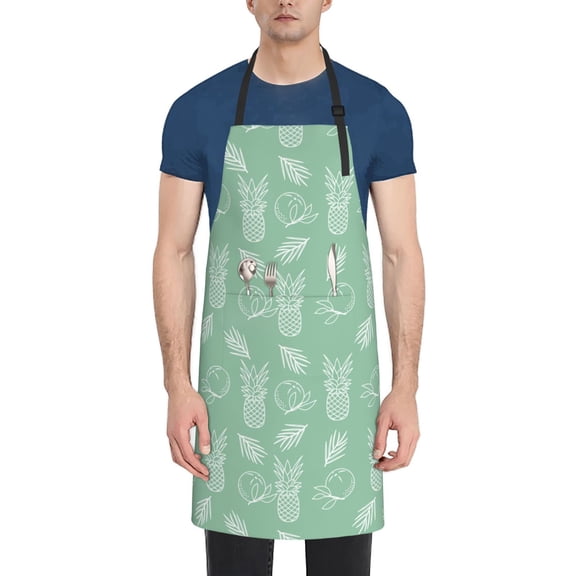 Naloa Tropical Pineapple Apron Kitchen Aprons with Pockets for Women Men Chef