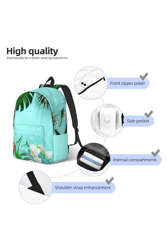 Tropical Pineapple Print Durable Canvas College Rucksack,Laptop Excursion Backpack,Travel Notebook School Backpack,Bookbag For Men Women
