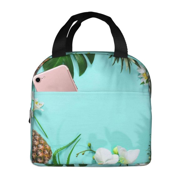 Naloa Tropical Pineapple Print Lunch Box for Women Men,Insulated Lunch Bag,Lunchbox,Thermal Leakproof Cooler,Reusable Lunch Tote Bag for Work School Travel Picnic