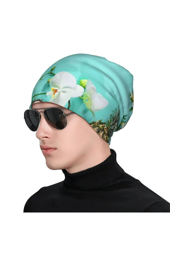 Tropical Pineapple Soft Beanie Hat, Knit Beanie Daily Beanie in Fine Knit for Women Men Winter Travel, Outdoor