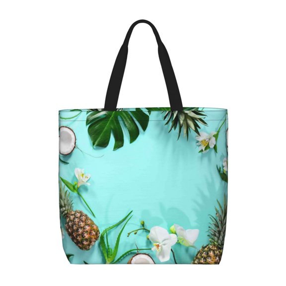 Naloa Tropical Pineapple Tote Bag for Women, Foldable Tote Bag With Zipper, Large Shoulder Bag, Top Handle Handbag for Travel, Work, Shopping