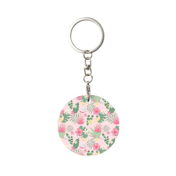 Naloa Tropical Pitaya Print Round Keychain Keychain Key Ring, Key Tag, Key Chain Bulk for Gift Accessories (Round)