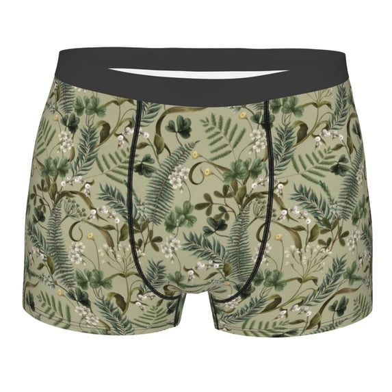 Naloa Tropical Plants Green Print Mens Underwear - Boxers for Men, Classic Briefs for Men
