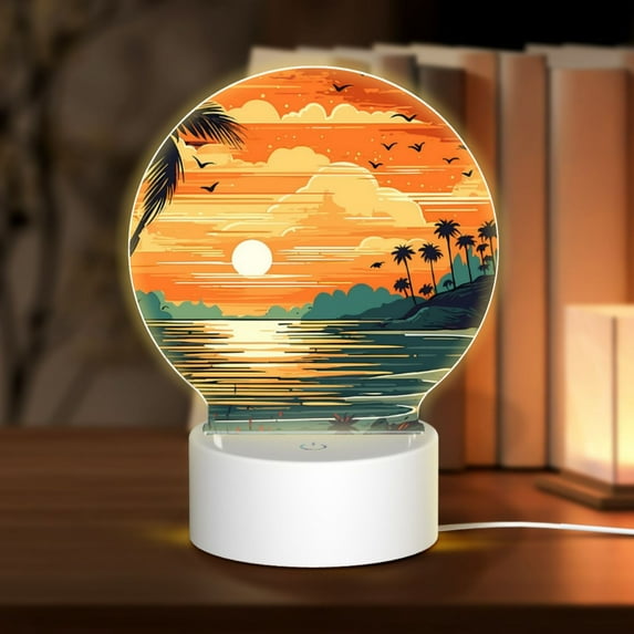 Naloa Tropical Sunset Paradise Acrylic LED Night Light Custom LED Lights Personalized Nightlight Customized Gifts for Family Couples Friends