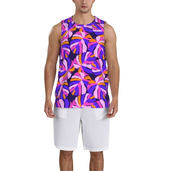 Naloa Tropics Leaf Basketball Jersey Reversible Men's Mesh Athletic Sports Shirts Training Practice S-4XLXX-Large
