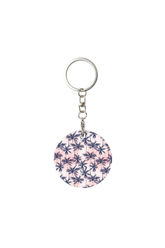 Tropics Palm Trees Print Round Keychain Keychain Key Ring, Key Tag, Key Chain Bulk for Gift Accessories (Round)