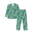 thumbnail image 1 of Naloa Trucks And Excavators Men’s Pajamas Set - Long Sleeve Button Down Sleep Shirt and Pajama Bottoms Sleepwear Set-, 1 of 7