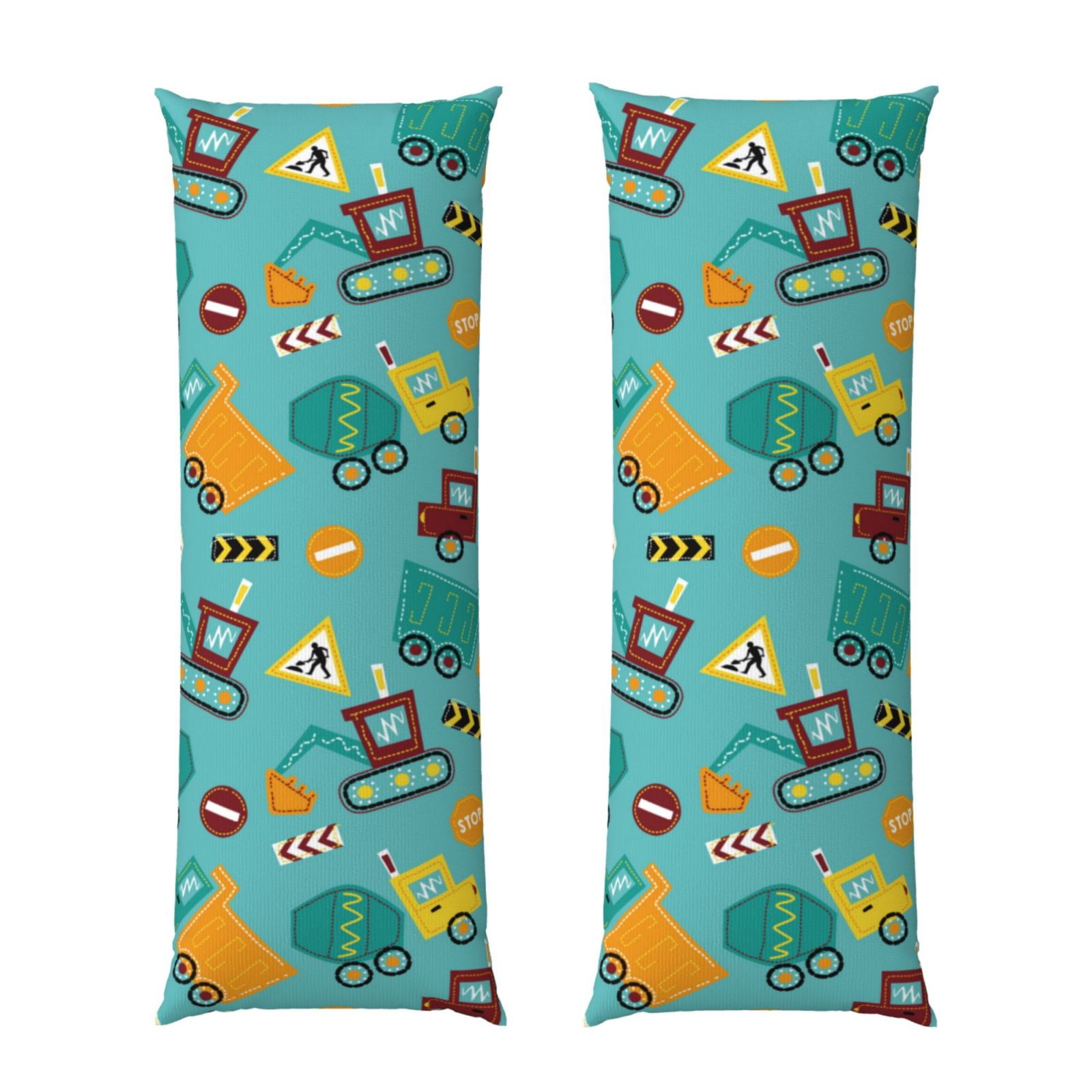 Naloa Trucks And Excavators Super Soft 20x60 Body Pillow Case,Long Side Hidden Zipper（PILLOWS ARE NOT INCLUDED）