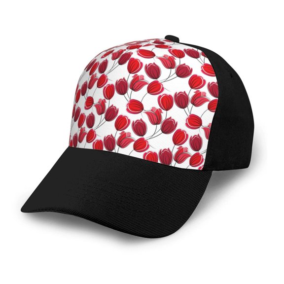 Naloa Tulips Flowers Adult adjustable Print Baseball Hat, Patchwork curved brim baseball capfor Men and Women, One Size