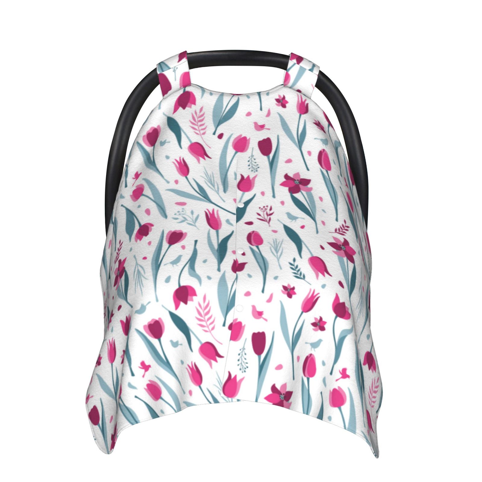 Naloa Tulips Flowers Baby Car Seat Cover, Breathable Baby Carrier Cover, Multiuse Baby Carrier Cover & Nursing Breastfeeding Cover