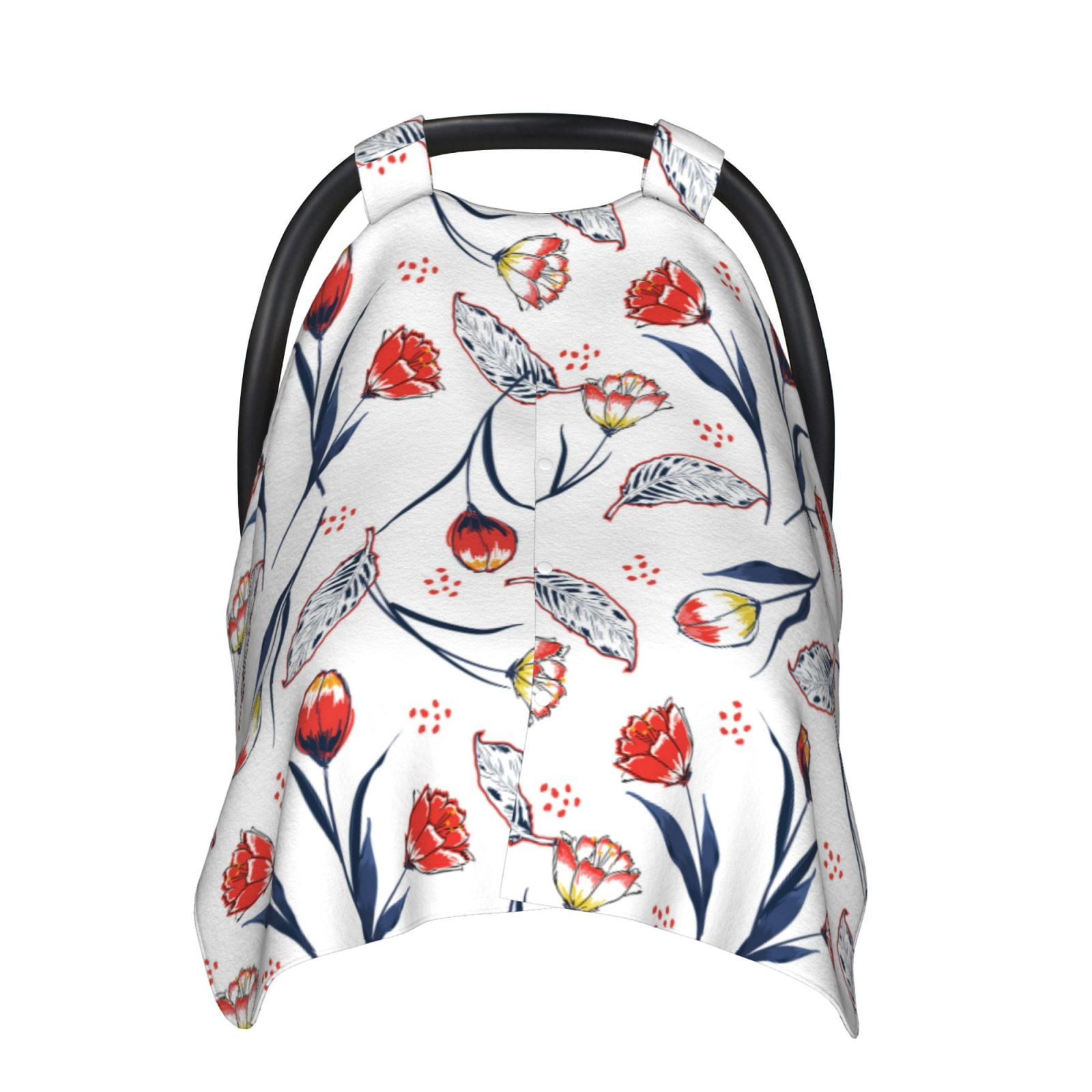 Naloa Tulips Flowers Baby Car Seat Cover, Breathable Baby Carrier Cover, Multiuse Baby Carrier Cover & Nursing Breastfeeding Cover