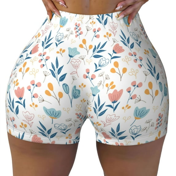 Naloa Tulips Flowers Biker Shorts for Women Seamless Scrunch Short Women’s Yoga Shorts for Gym Running Sport Shorts - Large