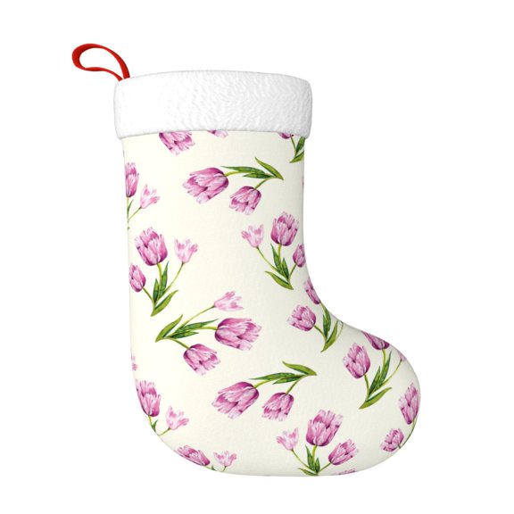 Naloa Tulips Flowers Christmas Stockings Decorations, Xmas Ornaments, DIY Personalized Farmhouse Decor for Home Family Party Tree