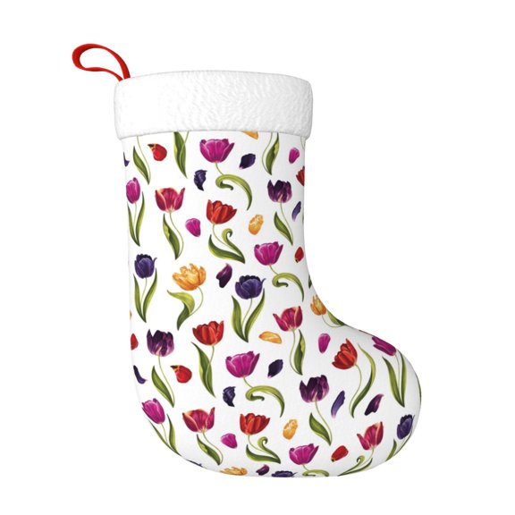 Naloa Tulips Flowers Christmas Stockings Decorations, Xmas Ornaments, DIY Personalized Farmhouse Decor for Home Family Party Tree