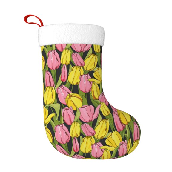 Naloa Tulips Flowers Christmas Stockings Decorations, Xmas Ornaments, DIY Personalized Farmhouse Decor for Home Family Party Tree
