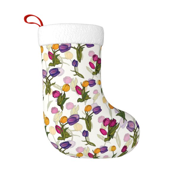 Naloa Tulips Flowers Christmas Stockings Decorations, Xmas Ornaments, DIY Personalized Farmhouse Decor for Home Family Party Tree