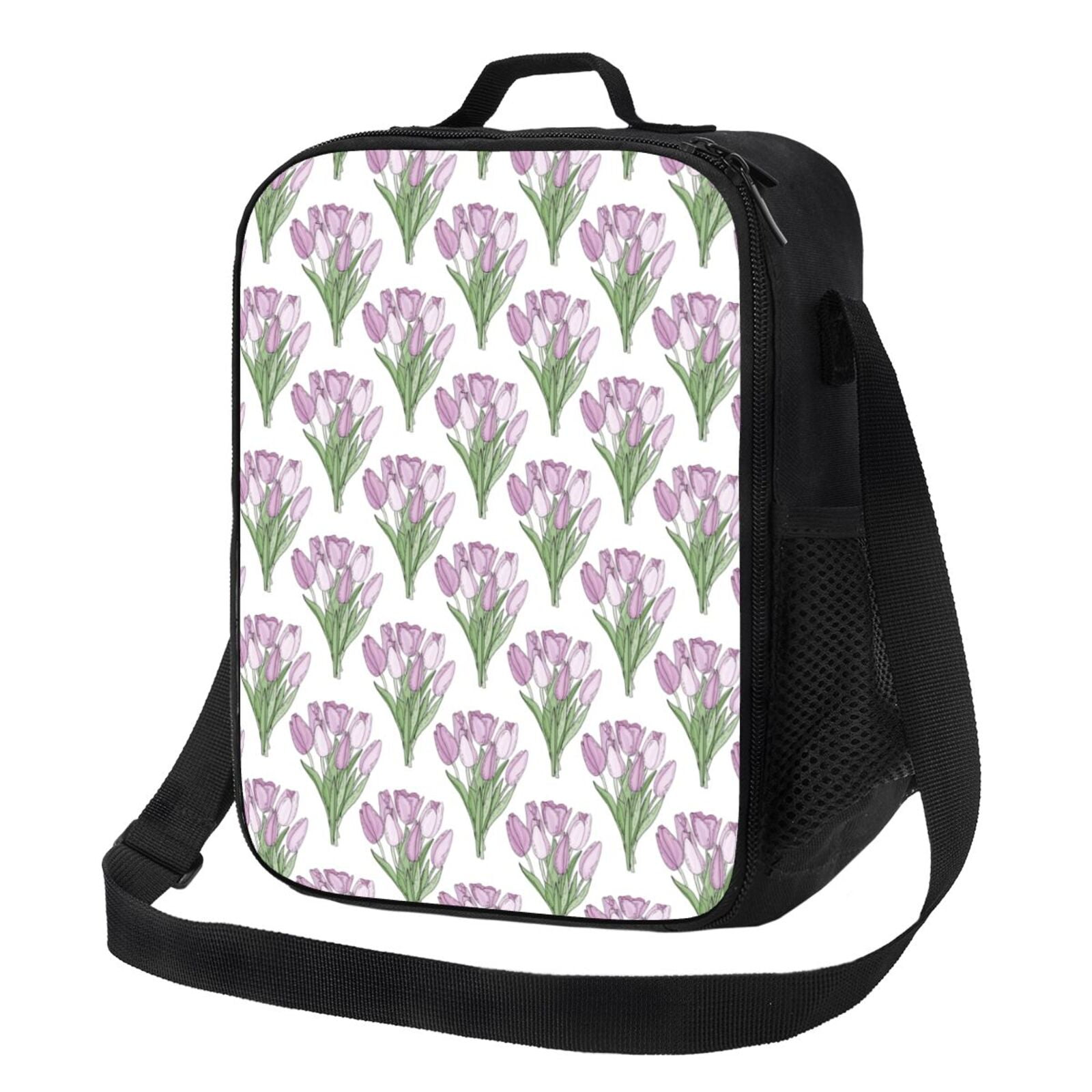 Naloa Tulips Flowers Lunch box Lunch bag for men women Large capacity
