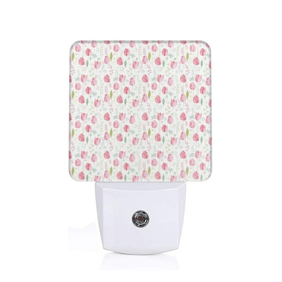 Naloa Tulips Flowers Night Lights Plug into Wall, Dusk to Dawn Sensor Warm White Led Night Light 0.5W, Nightlight suit for Adults, Bedroom, Bathroom, Hallway, Kitchen