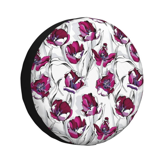 Naloa Tulips Flowers PVC Leather Spare Tire Wheel Cover for Car Truck SUV Camper Trailer Universal Fit many size16 inch
