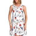 thumbnail image 1 of Naloa Tulips Flowers Print Women's Summer Spring Casual Beach Sundress,Vacation Sleeveless Tank Crewneck Loose Dresses, 1 of 7