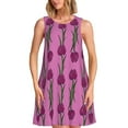 thumbnail image 1 of Naloa Tulips Flowers Print Women's Summer Spring Casual Beach Sundress,Vacation Sleeveless Tank Crewneck Loose Dresses, 1 of 7