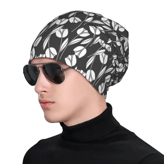 Naloa Tulips Flowers Soft Beanie Hat, Knit Beanie Daily Beanie in Fine Knit for Women Men Winter Travel, Outdoor