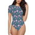 thumbnail image 1 of Naloa Tulips Flowers Women's Short-Sleeved Onesie, One-Piece Swimsuit for Parties, dates, clubs - Medium, 1 of 9