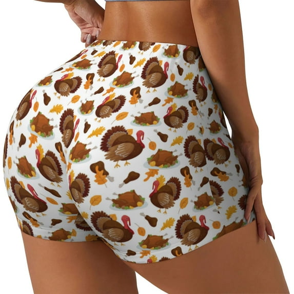 Naloa Turkey And Thanksgiving3 Biker Shorts for Women Seamless Scrunch Short Women’s Yoga Shorts for Gym Running Sport Shorts-X-Large