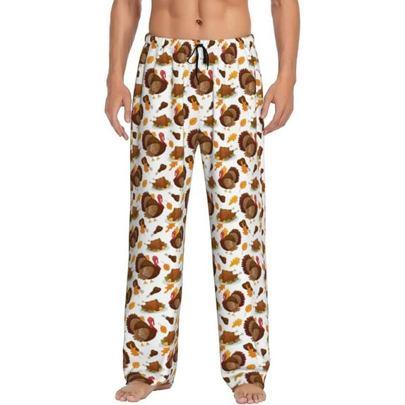 Naloa Turkey And Thanksgiving3 Pajama Pants Men, PJ Bottoms, Sleep & Lounge Pants-X-Large