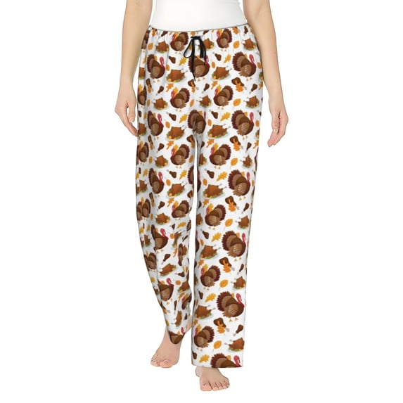 Naloa Turkey And Thanksgiving3 Pajamas Pants for Women, Lounge for Women,Women’s Pajama Lounge Pants-Small
