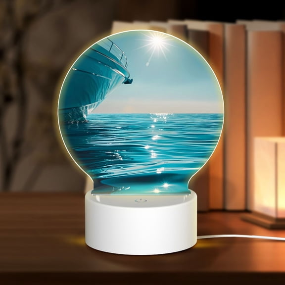 Naloa Turquoise Ocean Reflection Acrylic LED Night Light Custom LED Lights Personalized Nightlight Customized Gifts for Family Couples Friends
