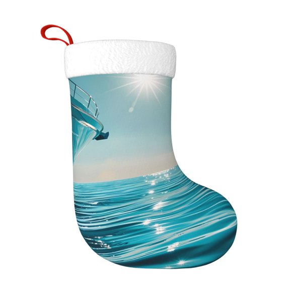 Naloa Turquoise Ocean Reflection Christmas Stockings Decorations, Xmas Ornaments, DIY Personalized Farmhouse Decor for Home Family Party Tree