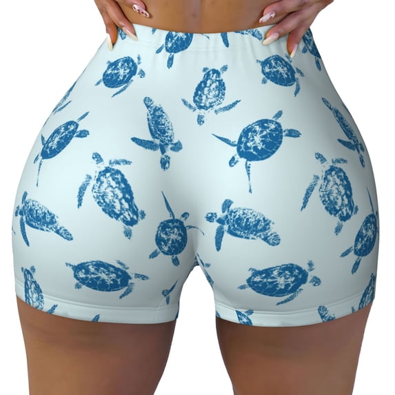 Naloa Turtle Biker Shorts for Women Seamless Scrunch Short Women’s Yoga Shorts for Gym Running Sport Shorts - Small