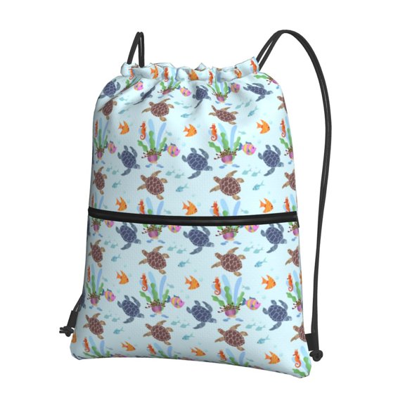 Naloa Turtle Drawstring Backpack String Bag Cinch Water Resistant for Gym Shopping Sport Yoga
