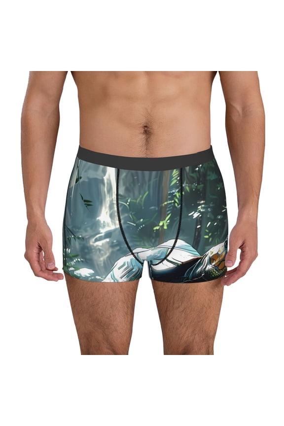 Turtle In Jungle Waterfall Mens Underwear - Boxers for Men, Mens Boxer Briefs, Classic Briefs for Men-X-Large
