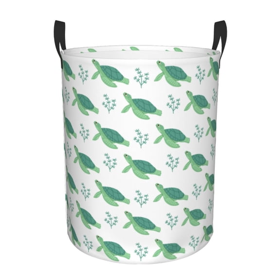 Naloa Turtle Large Laundry Basket Waterproof Round Collapsible Storage bin with Handles for Hamper Kids Room,Toy StorageSmall