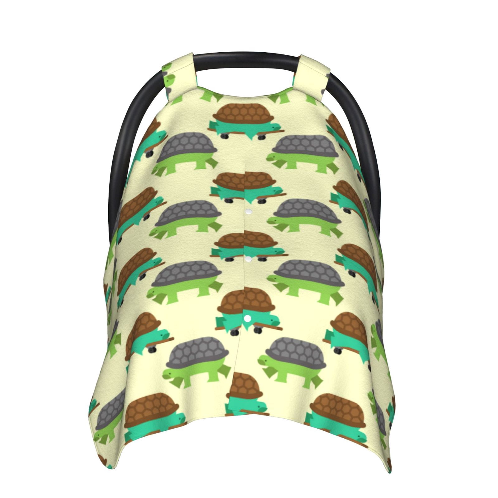 Naloa Turtle On Skateboard Baby Car Seat Cover, Breathable Baby Carrier Cover, Multiuse Baby Carrier Cover & Nursing Breastfeeding Cover